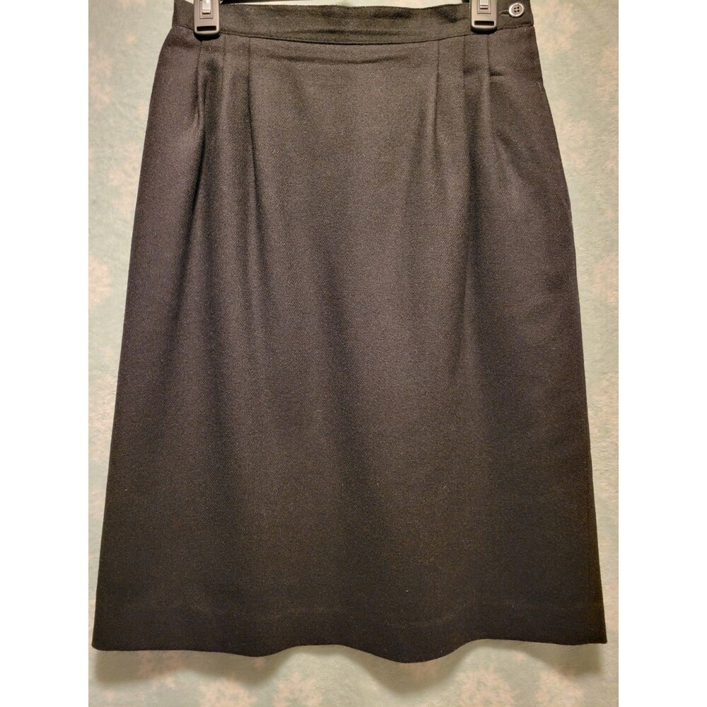 VTG Wool Blend Skirt Womens 10 Black Academia Career Heritage Classic Pencil
